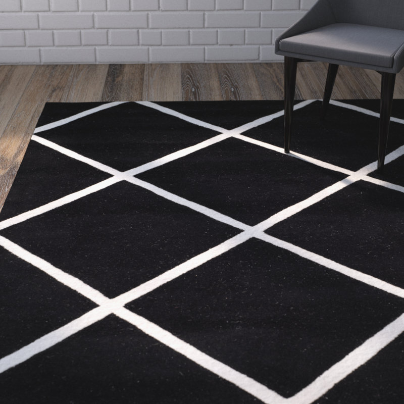 Teresita Geometric Wool Hand Woven Area Rug, Rectangle 122 x 183 cm