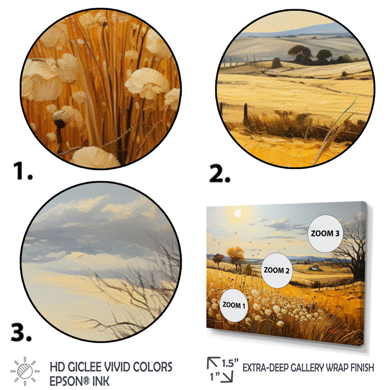 Countryside Rustling Wheat Field IV - Landscapes Canvas Wall Art, Cadre simple argenté, H 30 po x l 40 po x P 1,5 po