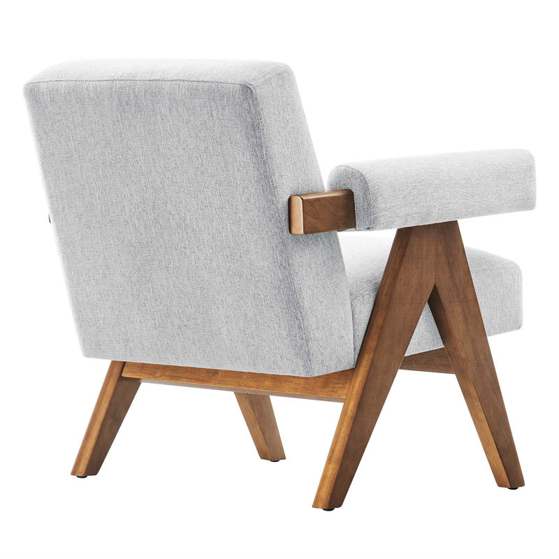 Light Gray Fabric Armchair with Manufactured Wood Frame