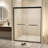 50-54" x 72" Matte Black Double Sliding Shower Doors 6mm Tempered Glass with Film Aluminum Frame Stainless Steel Handle​-121412612