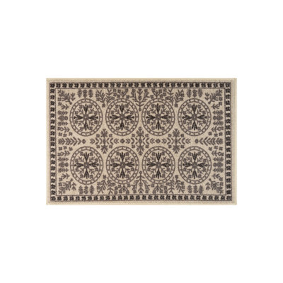 Bolkov Traditional Folk Floral Ivory Cream Power Loomed Indoor Area Rug