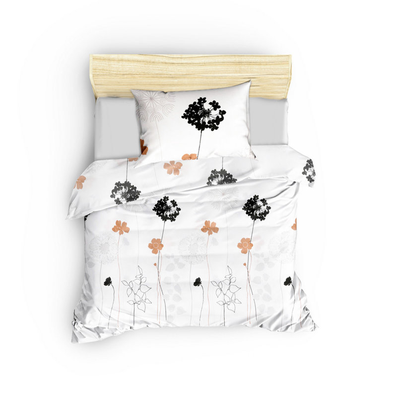 Ensemble de housse de couette simple de qualité supérieure, 55 x 79 | 65% coton / 35% polyester, lavable en machine à 30 ° C, 120 fils au pouce carré | Comprend une taie d'oreiller (24 x 24) | Blanc élégant, gris, noir et brun, élégant et confortable