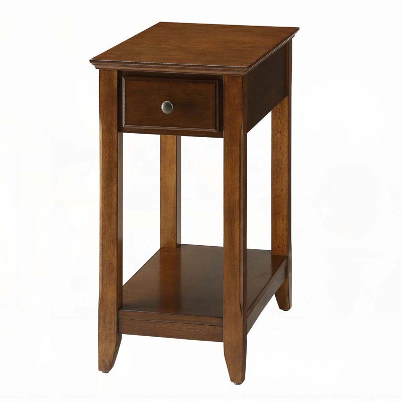 Walnut Accent Table with Bottom Shelf
