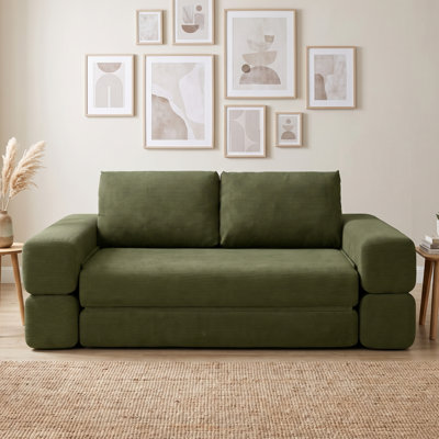 81" Boneless Convertible Futon Sofa Bed, Corduroy Floor Couch, No Assembly Required For Living Room, Bedroom & Small Space