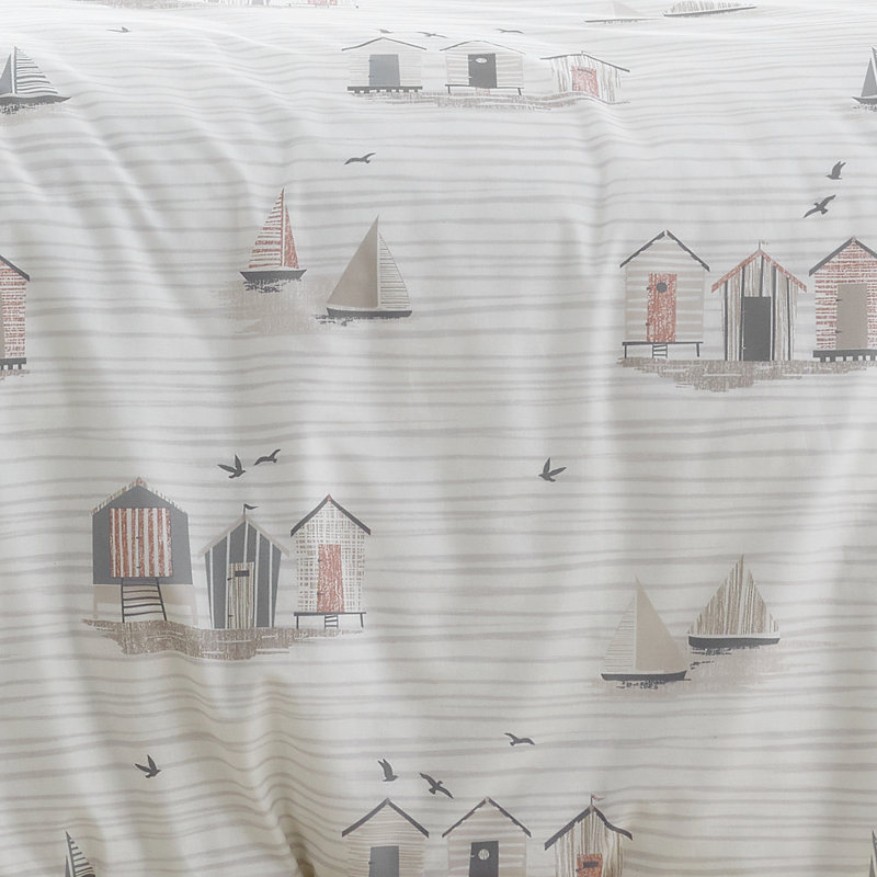 Beach Huts Cotton Blend Duvet Cover Set with Pillowcases, King - 2 Standard Pillowcase