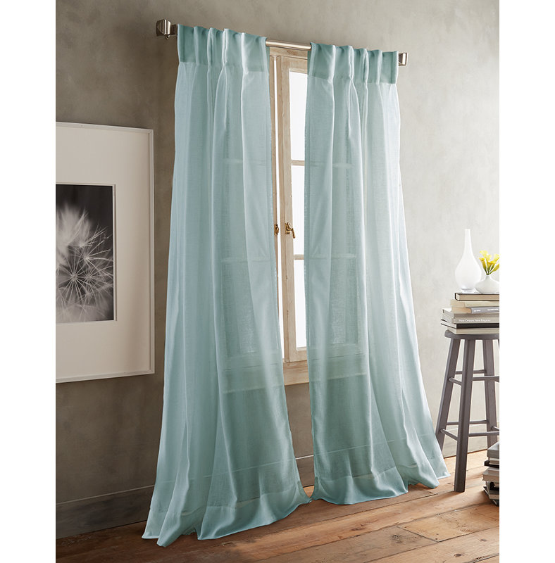 Paire de rideaux semi-transparents Paradox, l 35 po x L 84 po, Turquoise