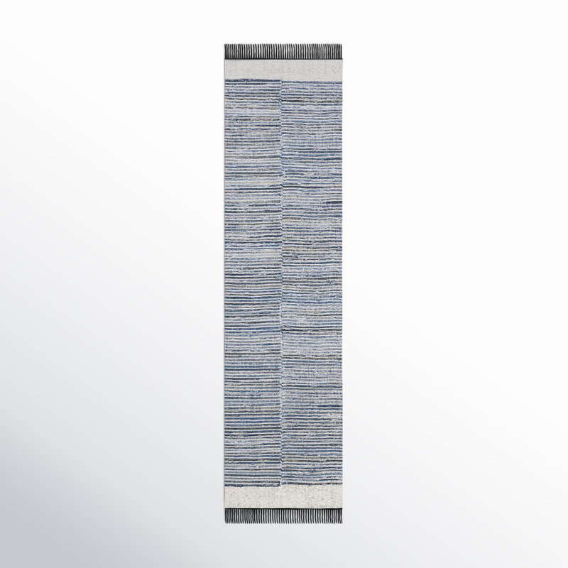 Tapis bleu / ivoire Colmar, Tapis de couloir 2 pi 3 po x 9 pi