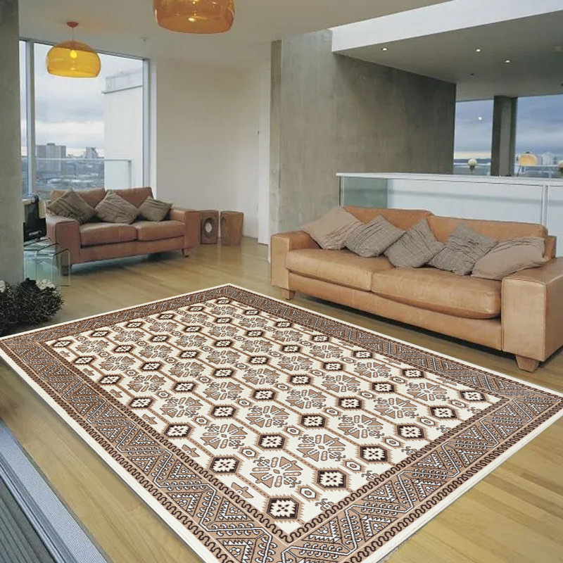 Rectangle Floral Flatweave Area Rug, Cream, Rectangle 110cm x60cm