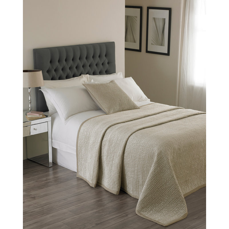 Dalrymple Rayon Patchwork Bedspread, 240 cm W x 250 cm L, Champagne