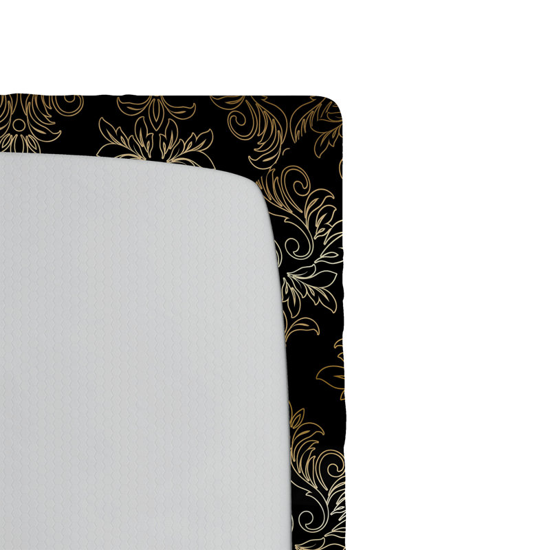 Ambesonne Nature Fitted Sheet Leaves Botanical Style Art, Queen Fitted Sheet, Charcoal Gray/Amber Abstract