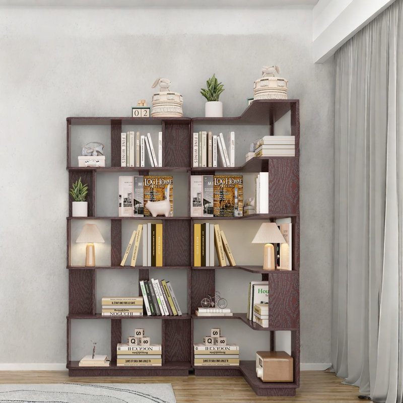 Ensemble de bibliothèques modernes et peu encombrantes, fabrication durable en MDF, rangement polyvalent pour bureau à domicile