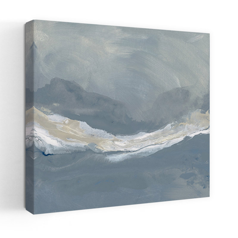 Art contemporain contemporain, paysage de poisson côtier minimaliste abstrait, H 18 po x l 18 po