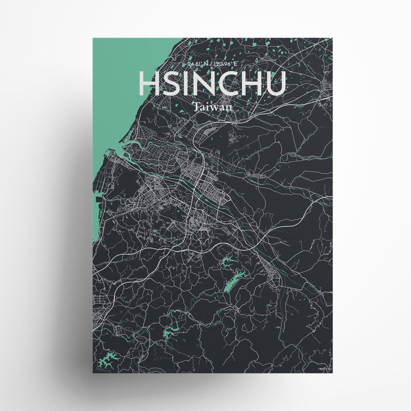 Hsinchu City Map In Dream - No Frame Print, 27.6cm H x 19.7cm W x 0.05cm D