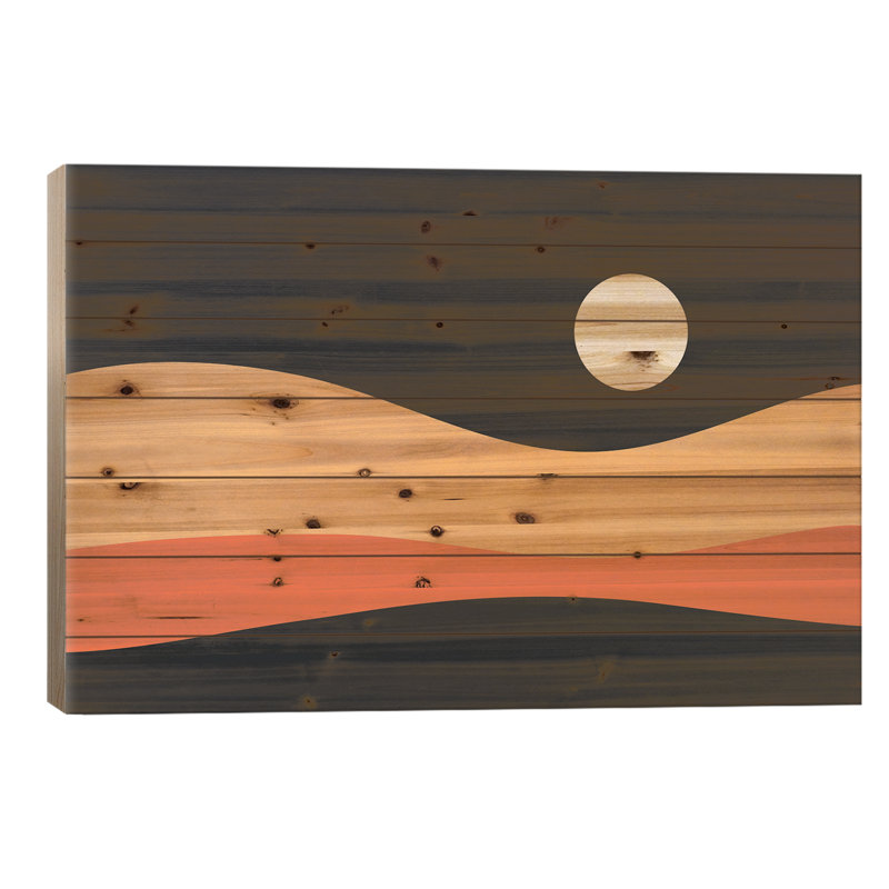 Paysage géométrique Jobani XXIIB - impression sur bois sans cadre, H 26 po x l 40 po x P 1,5 po