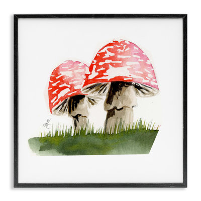 Red Mushroom Pair Framed Giclee Art by Alexandria Gilbert Kincaid