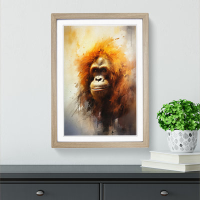 Orangutan Romanticism - Single Picture Frame Print on Wood