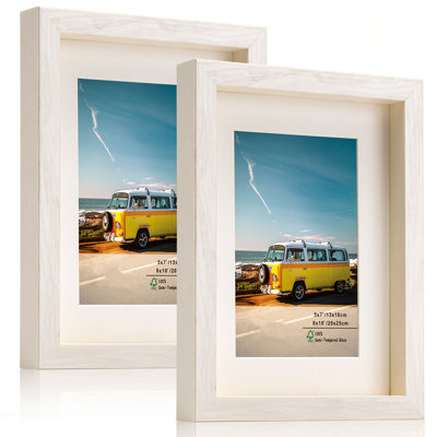Picture Frame Set with Mat, Real Glass