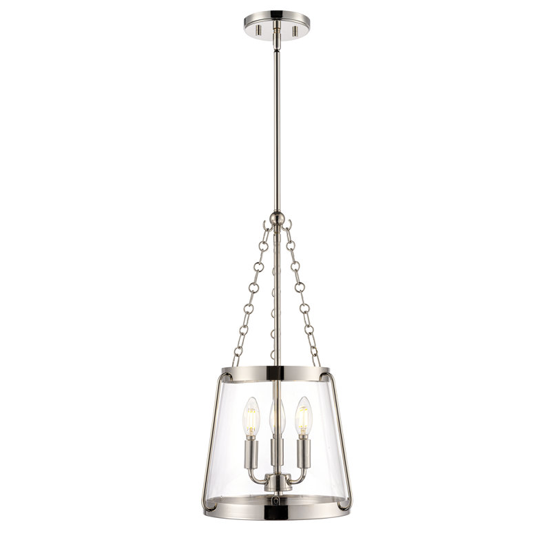 Adabella 11.75" 3-Light Pendant - Polished Nickel, Polished Nickel, 21.75" H x 11.75" W x 11.75" D, 3 Lights