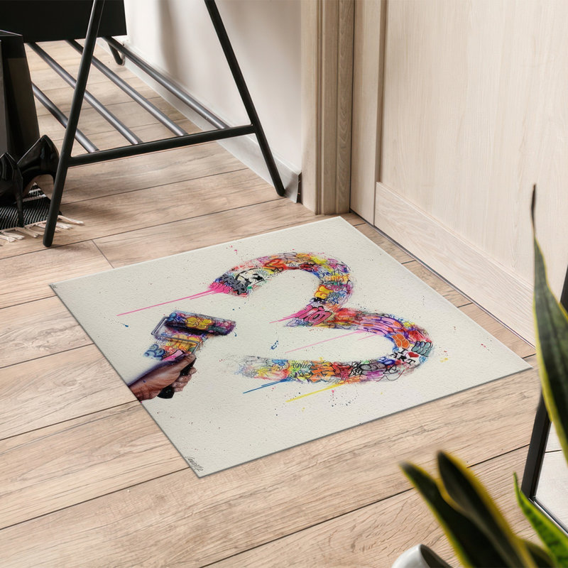 Soft Non-Woven Printed Rug Featuring an Intricate Botanical and Abstract Geometric Design Ideal for Infusing a Touch of Elegance into Any Living Space