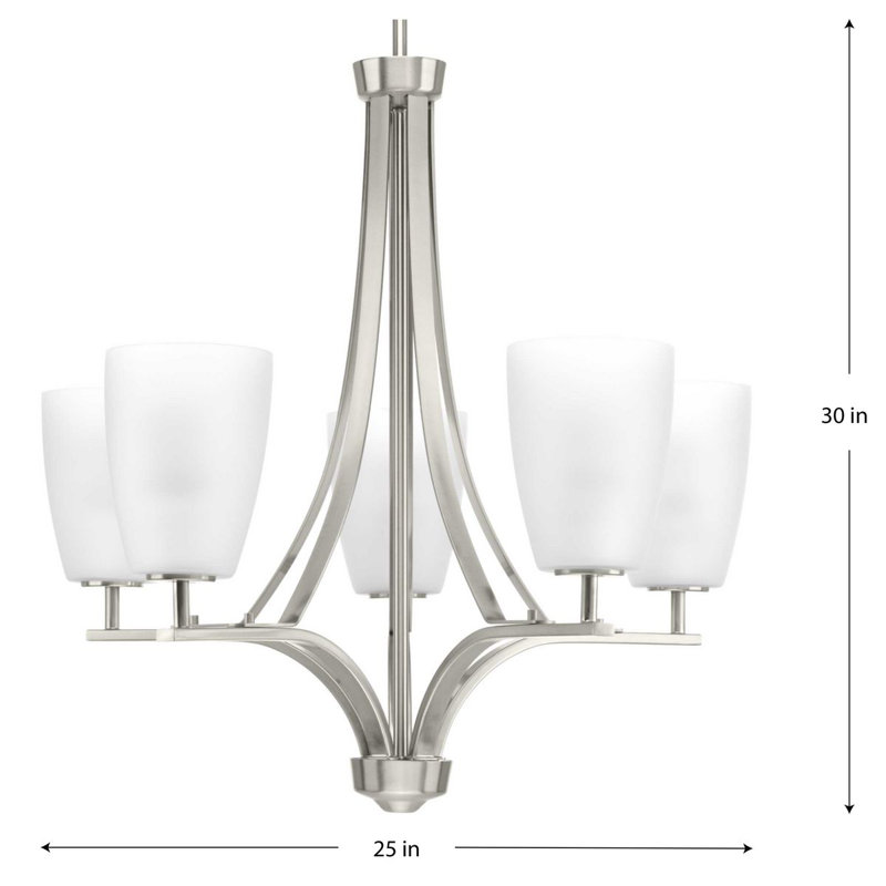 Leap 5 - Light Steel Dimmable Chandelier, Brushed Nickel