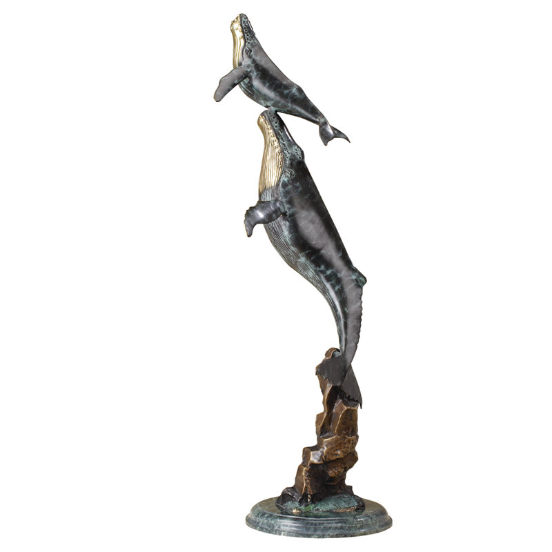 Double Whale on Wave Statue