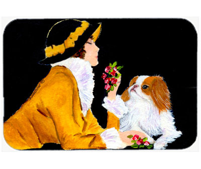 East Urban Home Lady with Her Japanese Chin Glass Cutting Board
