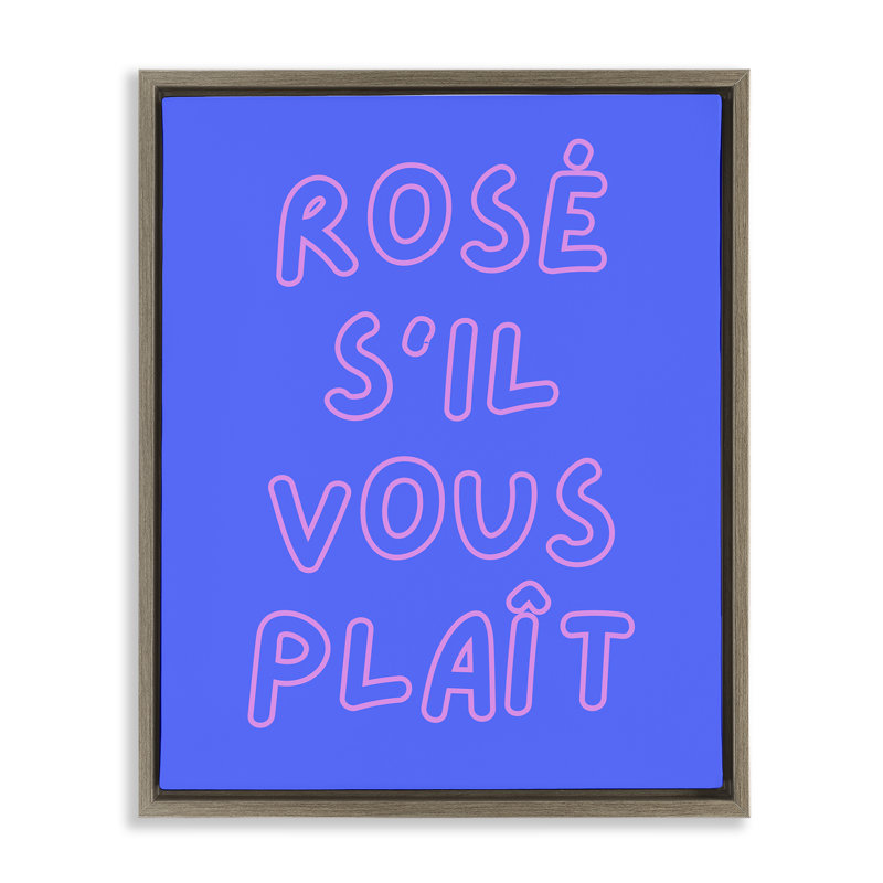Art mural sur toile Rosé, H 21 po x l 17 po, Cadre flottant orme Montalcino