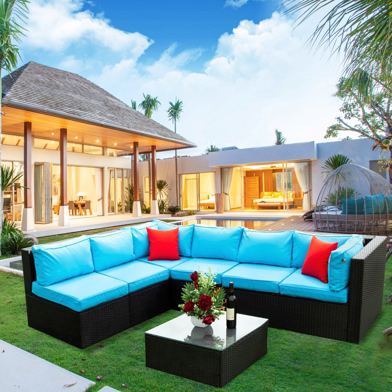 Canapé modulaire d'extérieur - 2 causeuses, canapés, 1 table, housses de coussins respirants, coussins épais de patio modernes, structure, coussins hydrofuges, arrangement réglable