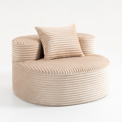 Compressed , Beige, 1 Seat, Corduroy, All - Design, No Assembly, High Density Foam Moon Bay Lounge Beige Corduroy Upholstery, Foam, Cozy Living