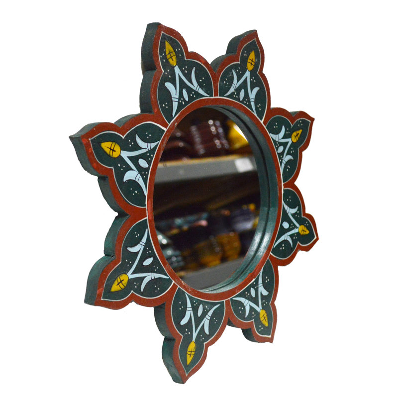 Miroir marocain en bois peint à la main 14 pi, Vert