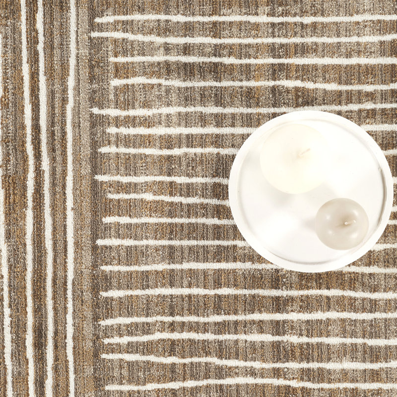 Abani Rugs Patsye AUS120A Modern Ivory Brown Abstract Sun Motif Minimalist Area Rug, Rectangle 4' x 6'5"