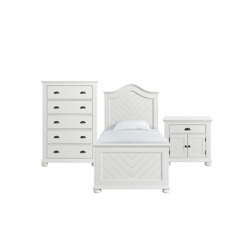 Govia Panel 3PC Bedroom Set In White, Twin