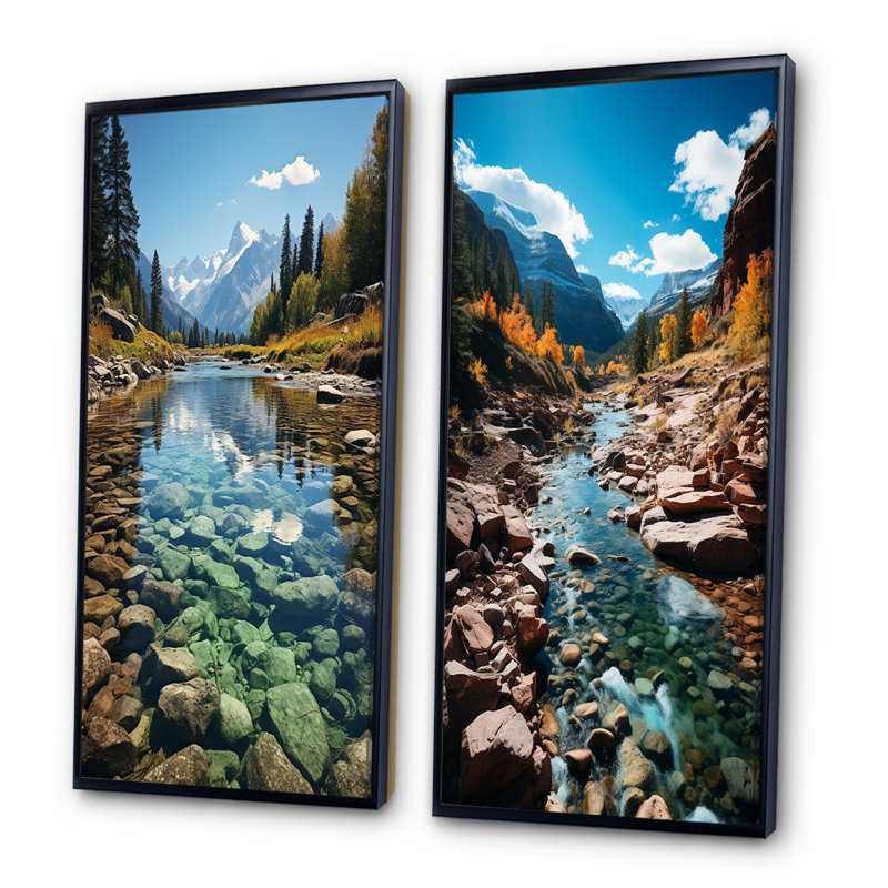 «USA Rocky Mountain Serenity Landscape», 2 pièces, Cadre noir, H 40 po x l 40 po