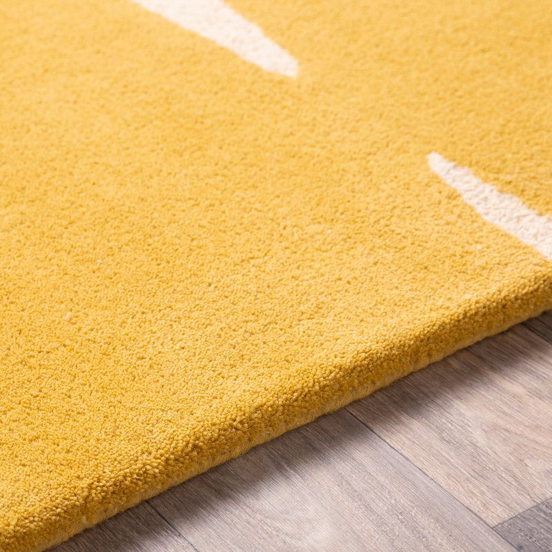Scion Hand Tufted Wool Geometric Area Rug in Mustard/Cream, Rectangle 3'3" x 5'3"