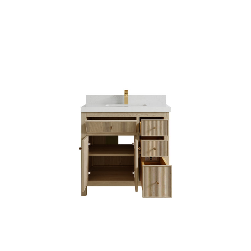 Ensemble de meuble-lavabo simple 36 po Mccarthy, Quartz de Carrare