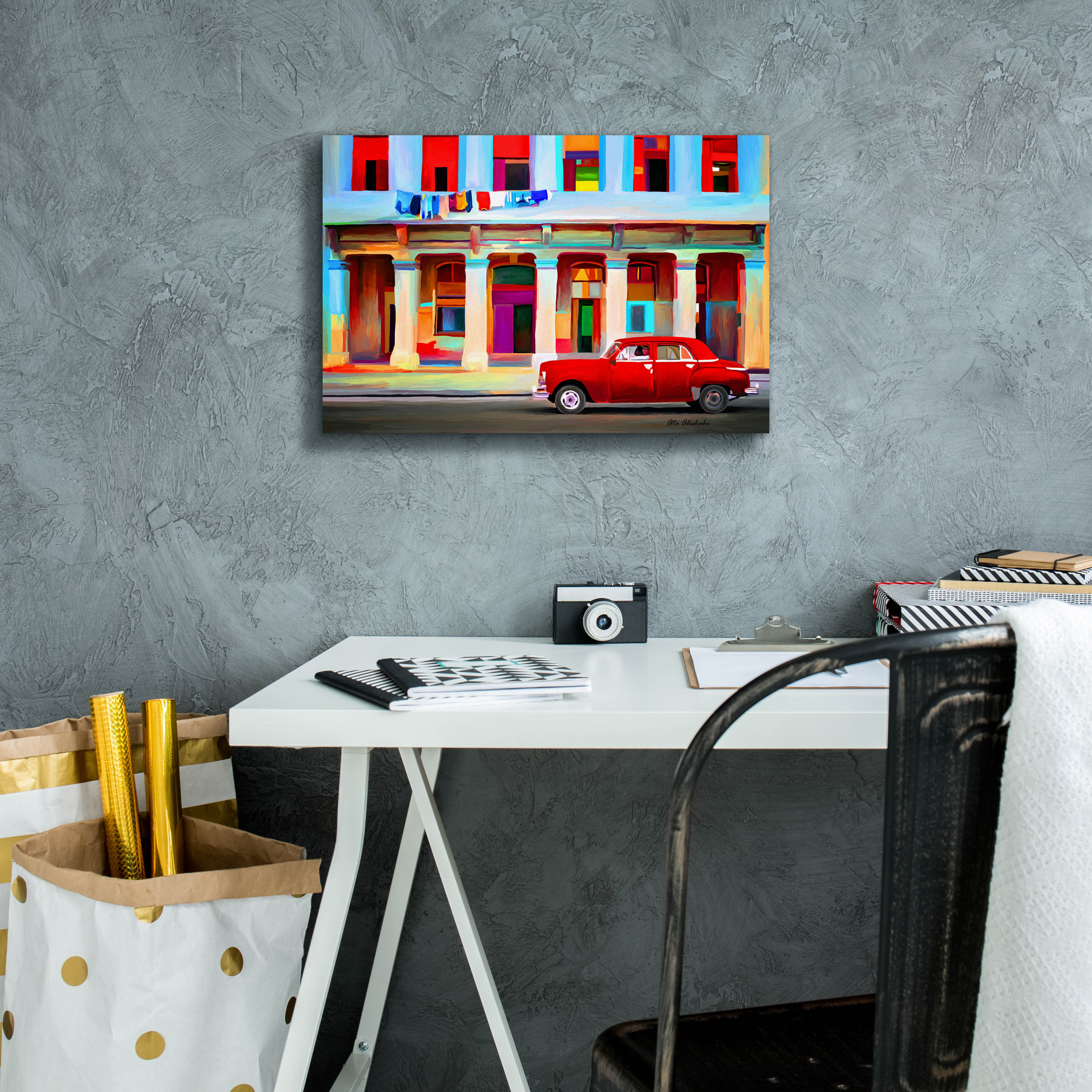 Red Barrel Studio 'Red Car ' by Ata Alishahi Canvas Wall Art, 60