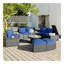 Ensemble de canapé modulaire d'extérieur en rotin 10 pièces, ensemble de conversation en osier PE pour combinaison libre, bleu-365626974
