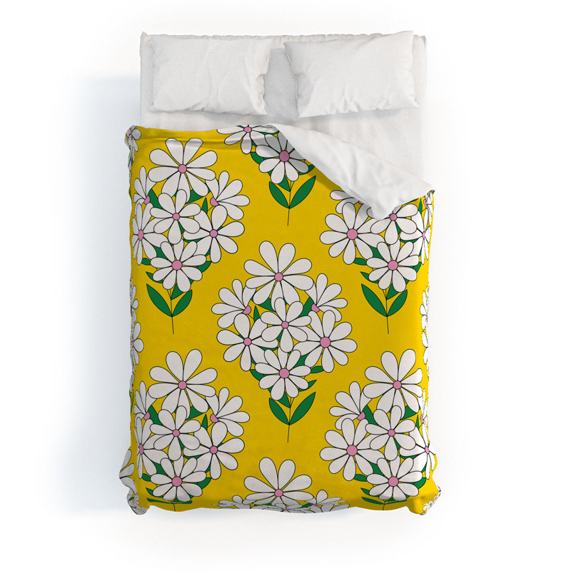 Housse de couette en coton jaune / blanc / vert Jenean Morrison, Housse de couette double