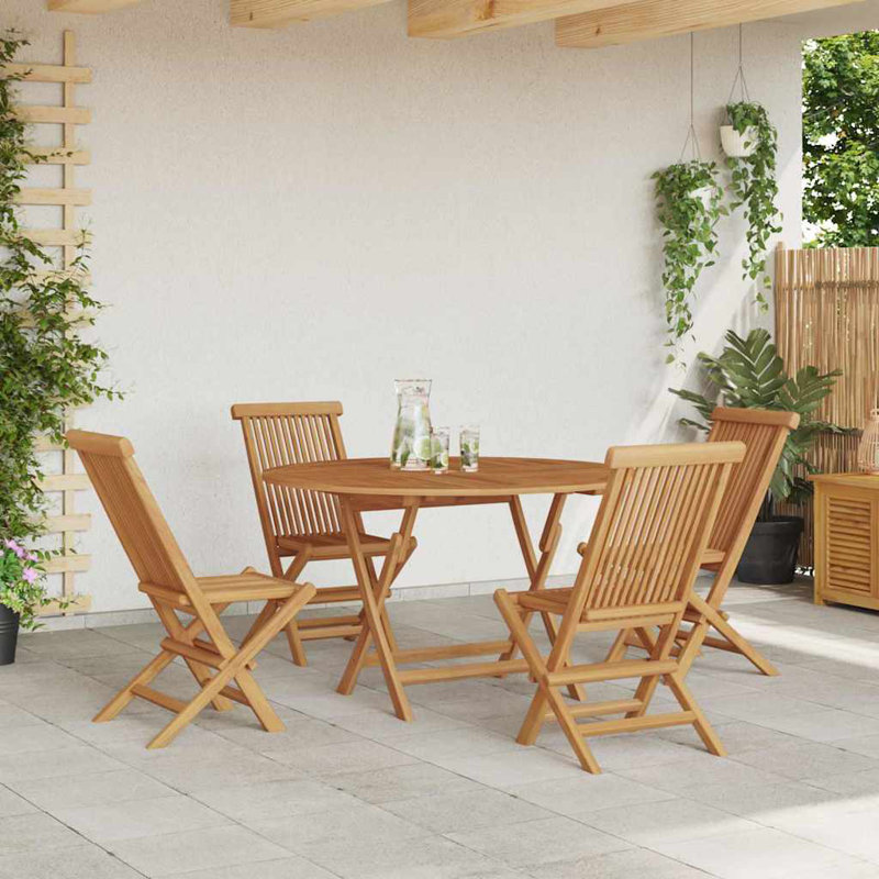 4 - Person Solid Wood Patio Dining Set Round Table