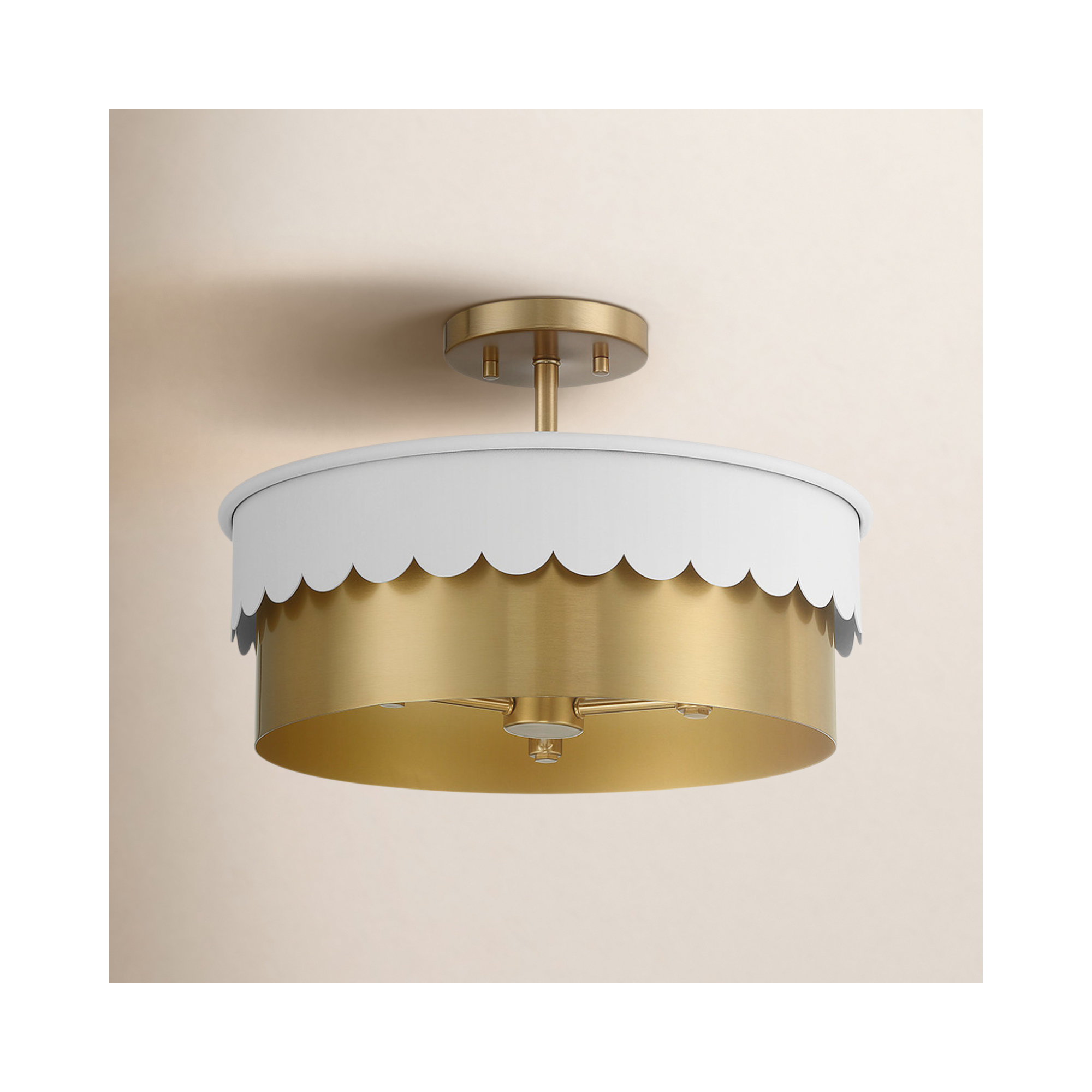 Dulcia 3-Light Ceiling Light In Natural Brass, White/Natural Brass