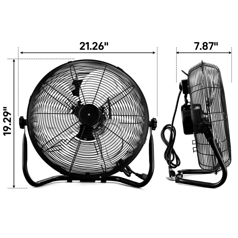 Ventilateur de sol électrique 16 "à 3 vitesses 16" noir