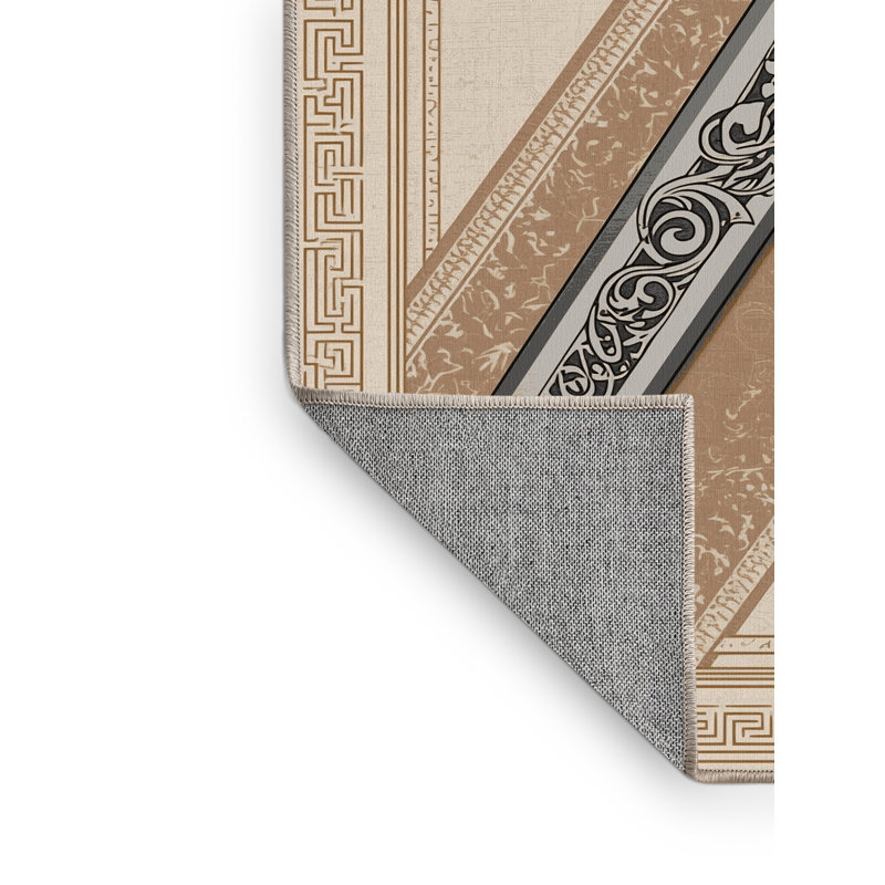 Tapis oriental classique beige lavable à la machine Rocco Claymore Sword, 4 x 6