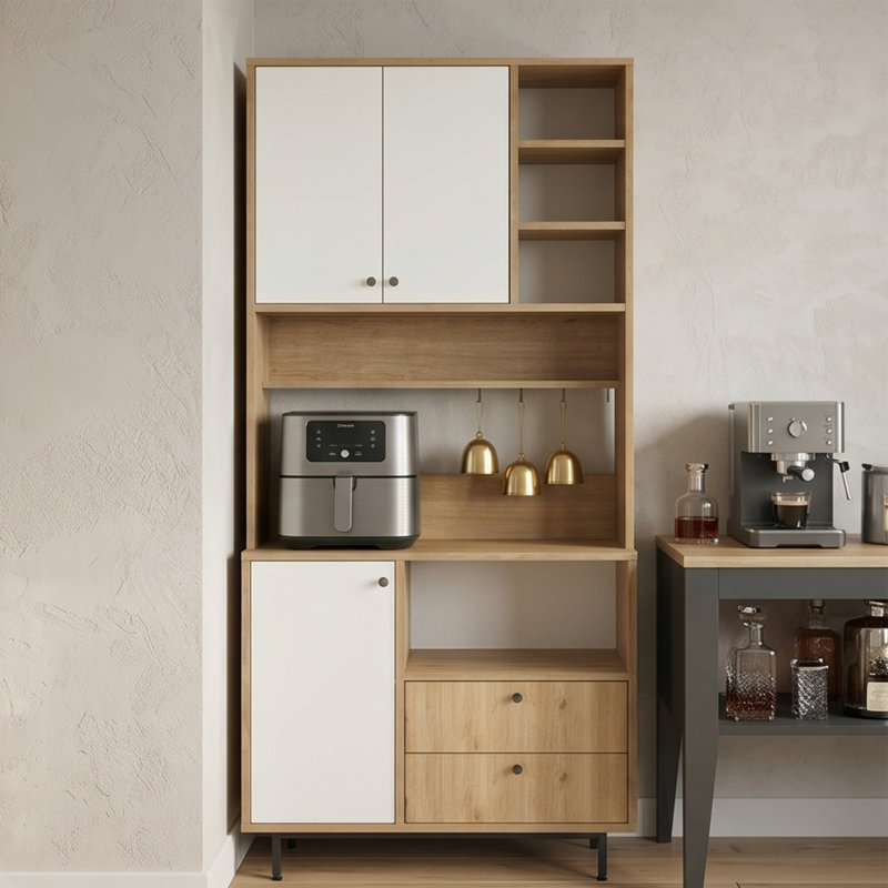 Garde-manger Aurelia de 81 po avec tablettes ouvertes et pieds en métal