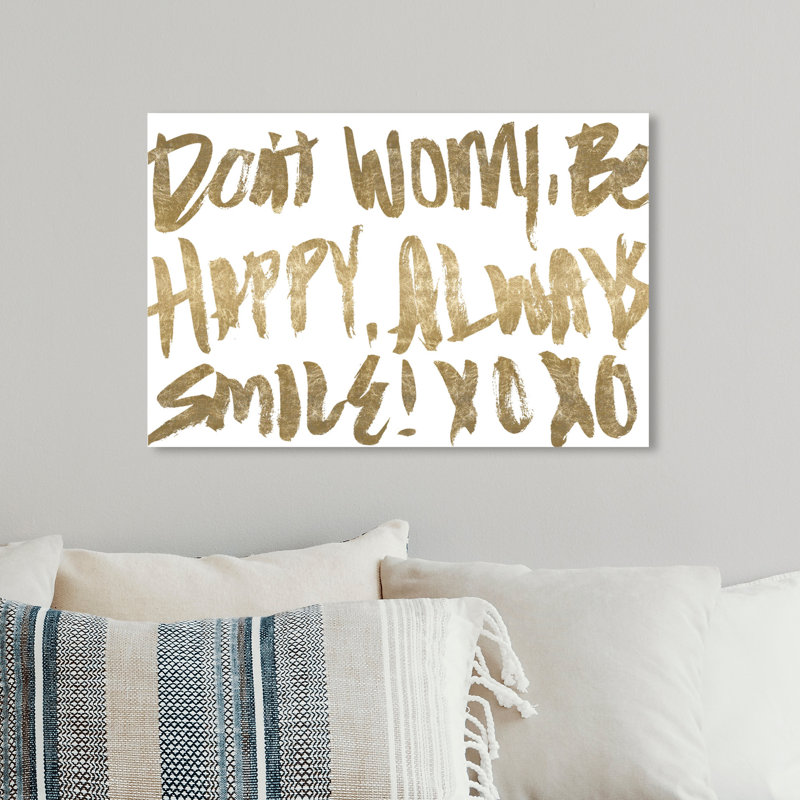 « let be be happy », art textuel sur toile, H 10 po x l 15 po x P 1,5 po