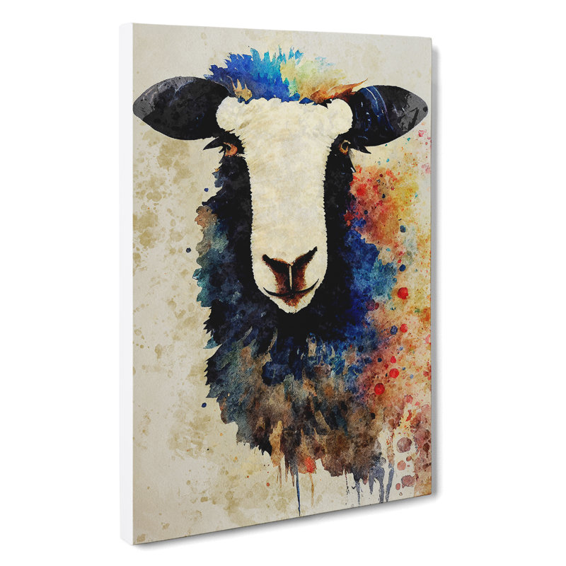 Watercolour Sheep No.5 - Wrapped Canvas, 76cm H x 50cm W x 3cm D