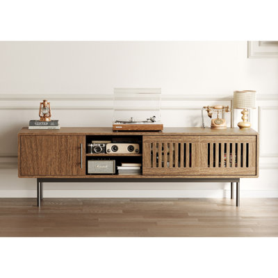 Modern Sliding Door TV Stand For 70 Inch Tvs With Adjustable Shelves by Latitude Run