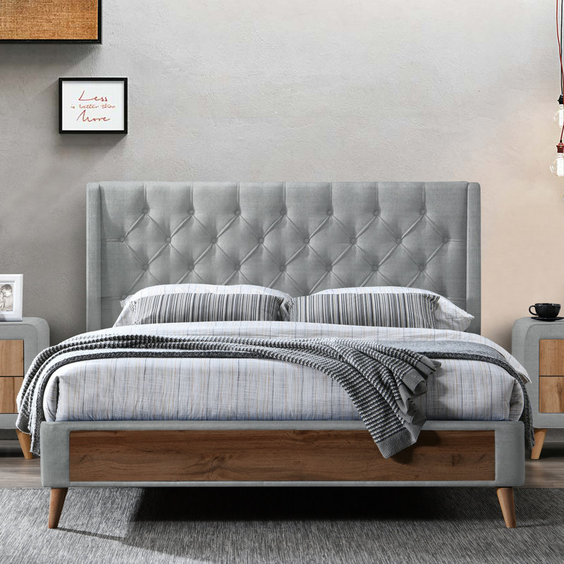Wahl Upholstered Wingback Storage Bed, Queen, Gray