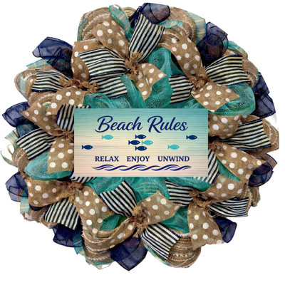 Beach Rules Coastal Wreath Handmade