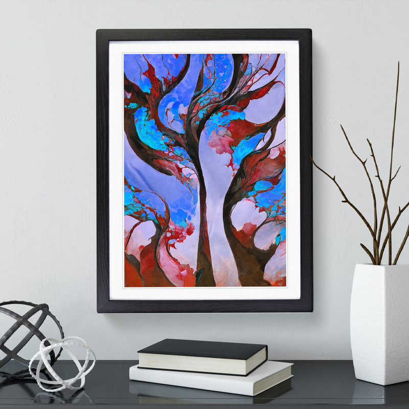 Tree In Abstract No.5 - Single Picture Frame Painting, Black Framed, 64cm H x 46cm W x 2cm D
