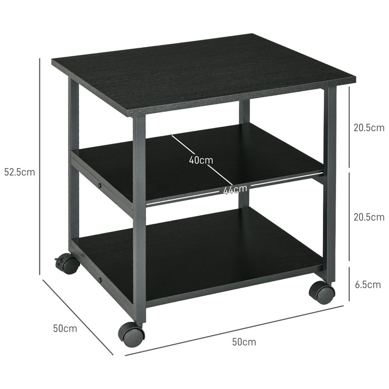 Olias 52.5cm H x 50cm W Printer Stand with Wheels, Black